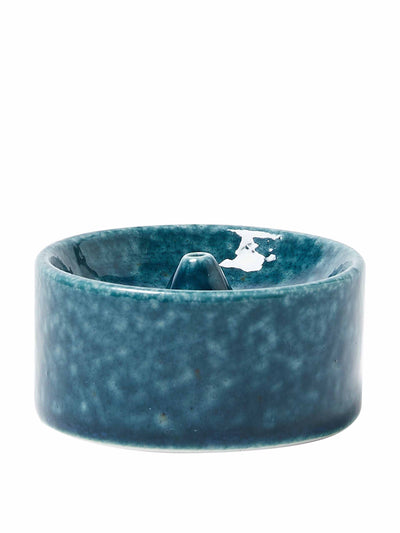 Oliver Bonas Round blue ceramic incense holder at Collagerie