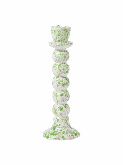 Oliver Bonas Splatter green ceramic candlestick holder at Collagerie