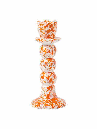 Oliver Bonas Splatter orange ceramic candlestick holder at Collagerie