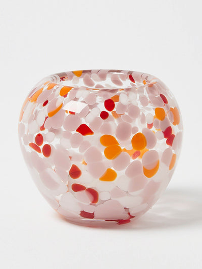 Oliver Bonas Lily spotty pink glass tealight holder at Collagerie