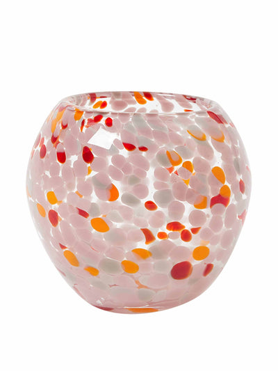 Oliver Bonas Lily spotty pink glass tealight holder at Collagerie