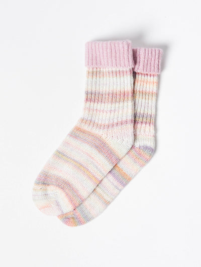 Oliver Bonas Stripe white & lilac cosy socks at Collagerie