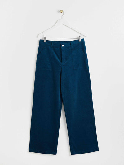 Oliver Bonas Wide leg scalloped pocket corduroy trousers at Collagerie