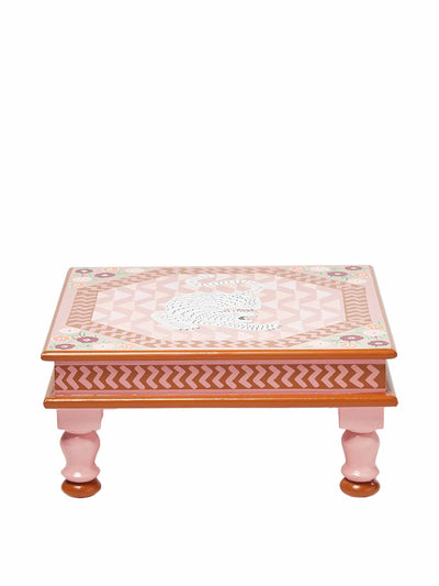 Oliver Bonas Tigris bajot pink wood side table at Collagerie