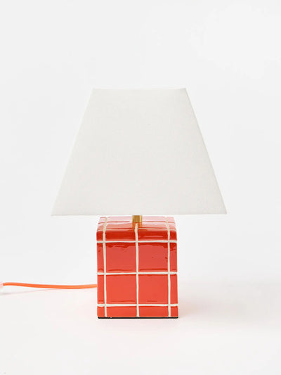 Oliver Bonas Tuile red ceramic desk and table lamp at Collagerie