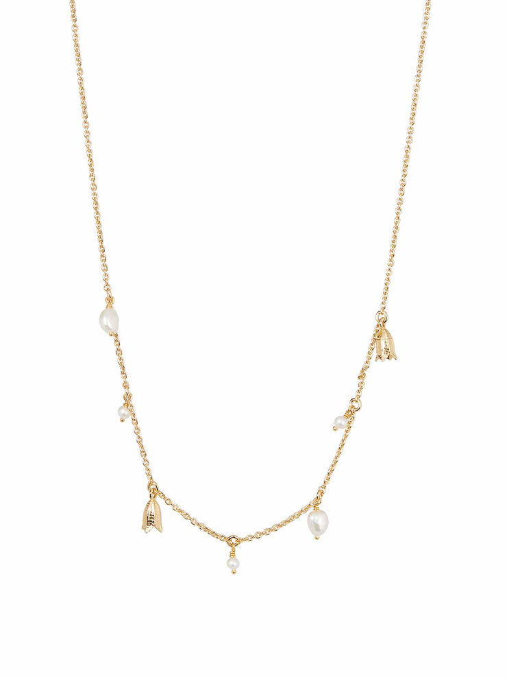 Tulip & freshwater pearl gold plated long necklace Jewellery and Watches Oliver Bonas    - Collagerie
