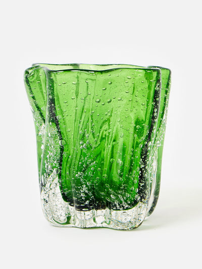 Oliver Bonas Twisted green glass tealight holder at Collagerie