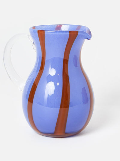 Oliver Bonas Veta blue stripe round glass jug at Collagerie