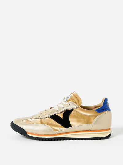 Oliver Bonas Victoria saturno gold metallic nylon trainers at Collagerie
