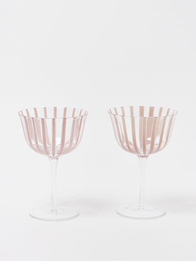 Oliver Bonas Vita pink glass champagne saucers (set of 2) at Collagerie