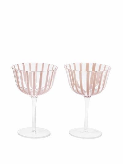 Oliver Bonas Vita pink glass champagne saucers (set of two) at Collagerie