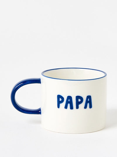 Oliver Bonas White Embossed Papa Mug at Collagerie