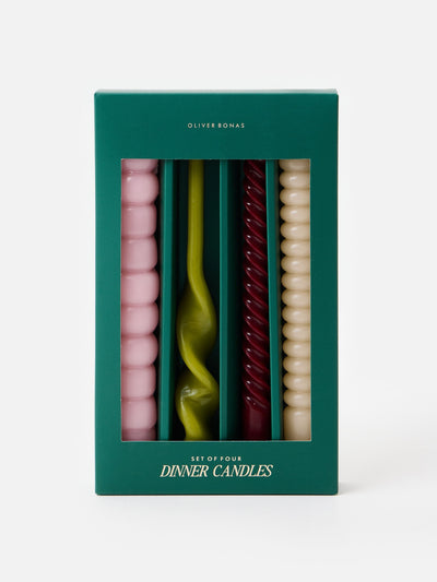 Oliver Bonas Winter twirls and swirls candles (set of 4) at Collagerie