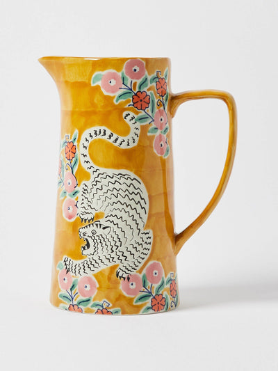 Oliver Bonas Tigris Tiger yellow ceramic jug at Collagerie