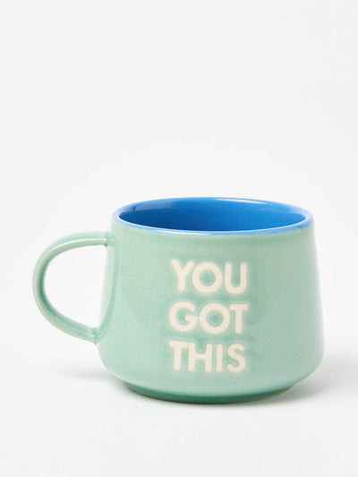 Oliver Bonas You Got This blue ceramic mug at Collagerie