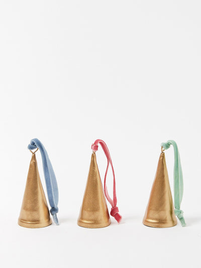 Oliver Bonas Gold metal bell christmas tree decoration (set of 3) at Collagerie
