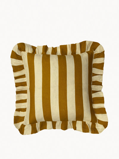 Amuse La Bouche Ochre wide stripe cushion cover at Collagerie