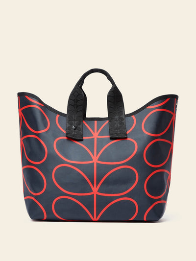 Orla Kiely Carryall large tote in Linear Stem Navy at Collagerie