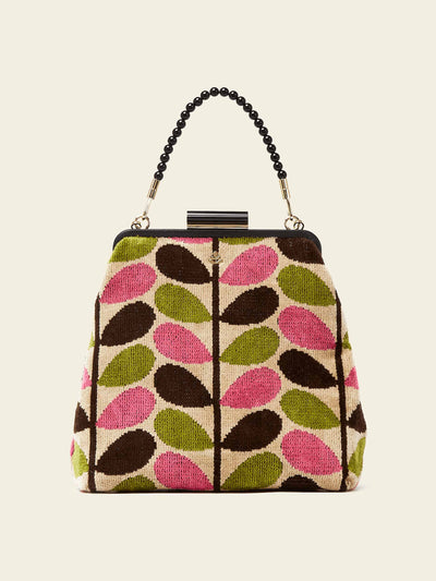 Orla Kiely Jenny D handbag in Pink Multi Stem at Collagerie