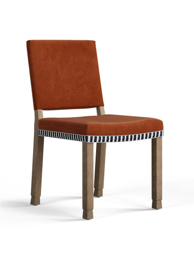 Oka Abbey velvet dining chair in dirty orange at Collagerie