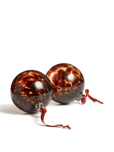 Oka Tortoiseshell glass tree baubles (set of 2) at Collagerie