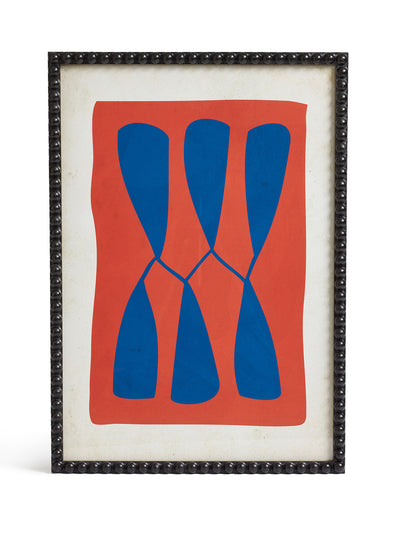 Oka Dera framed leaf print in blue and red at Collagerie