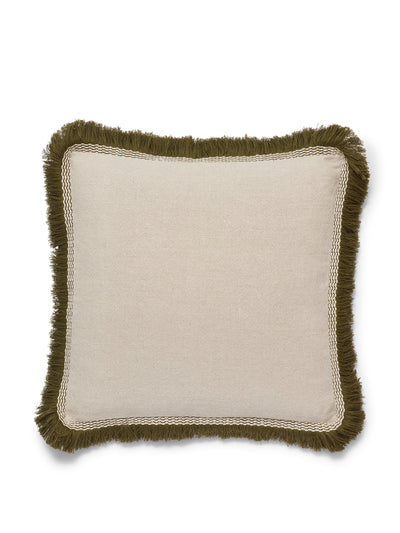 Oka Elspeth cushion cover with green fringing at Collagerie