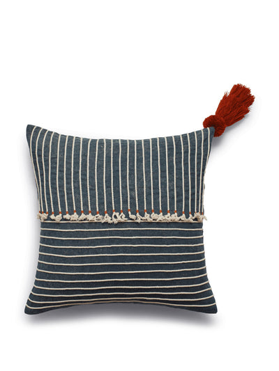 OKA Kailani stripe cushion cover - indigo/white at Collagerie