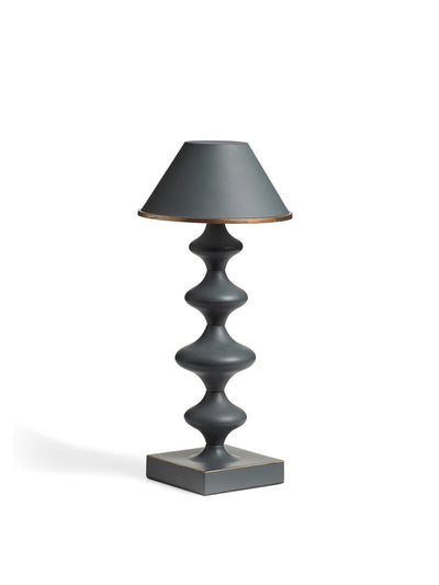 Oka Minerva wireless table lamp and shade in antique grey at Collagerie