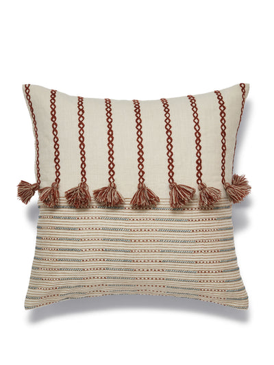 Oka Morse striped and tasselled cushion cover at Collagerie