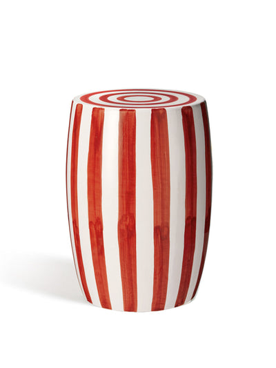 Oka Rander ceramic stool in red/white at Collagerie