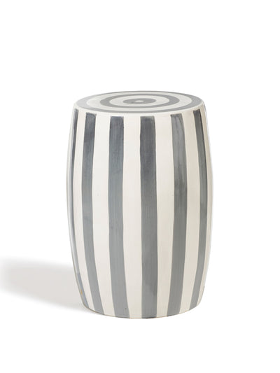 Oka Rander striped ceramic stool at Collagerie