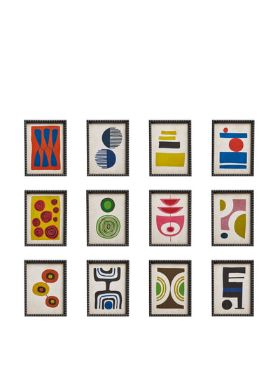 Oka Multicoloured framed abstract prints (set of 12) at Collagerie