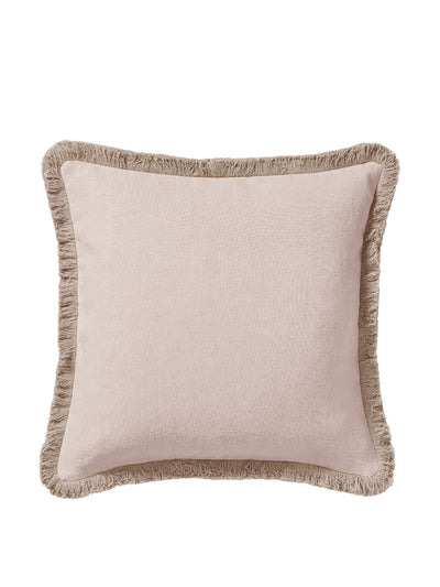 Oka Stonewashed linen cushion cover with fringing at Collagerie