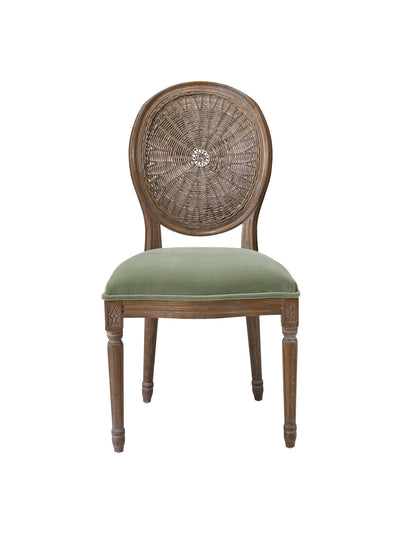 Oka Washakie velvet chair in Lake Green at Collagerie