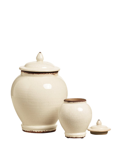Oka Zion white lidded pots (set of 2) at Collagerie