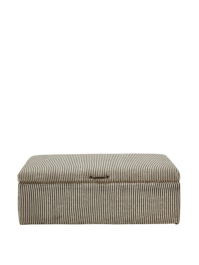 OKA Charcoal striped upholstered ottoman at Collagerie