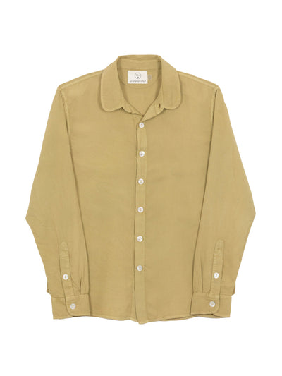 Olderbrother Mustard silk button-down shirt at Collagerie