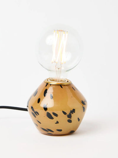 Oliver Bonas Muto brown speckle glass desk and table lamp at Collagerie