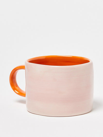 Oliver Bonas Elio pink & red ceramic mug at Collagerie