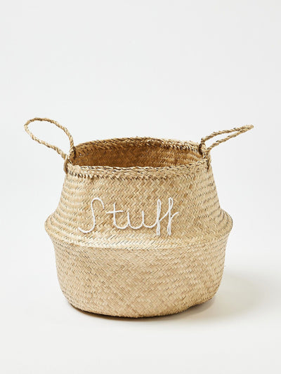Oliver Bonas Embroidered stuff seagrass basket medium at Collagerie