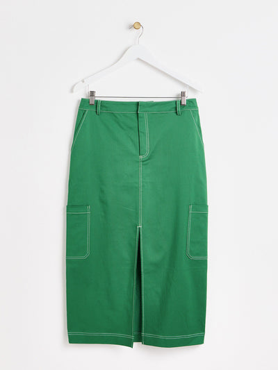 Oliver Bonas Green cargo midi skirt at Collagerie