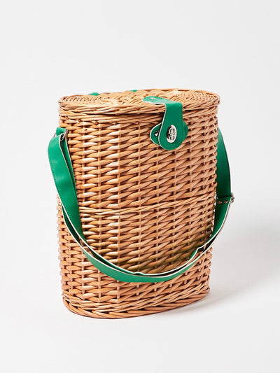Oliver Bonas Two-bottle wicker picnic basket at Collagerie