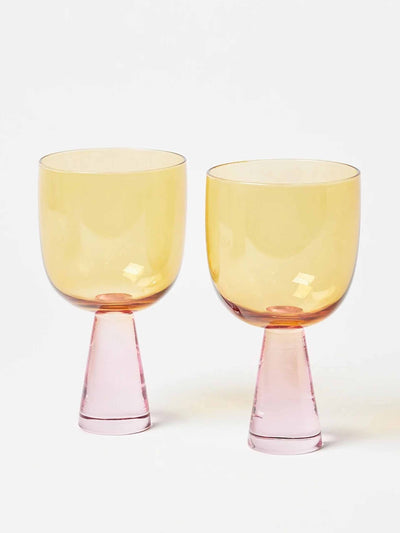 Oliver Bonas Yara sculptural yellow wine glasses (set of 2) at Collagerie