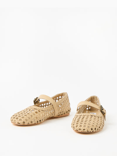 Oliver Bonas Asra neve woven leather Mary Jane flats at Collagerie