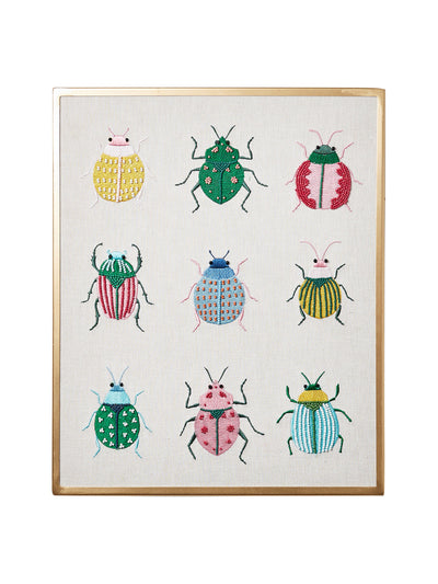 Oliver Bonas Embroidered Beetles fabric wall art at Collagerie