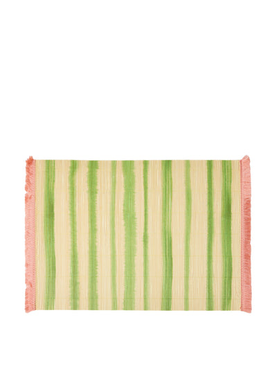 Oliver Bonas Ena green stripe bamboo placemat at Collagerie