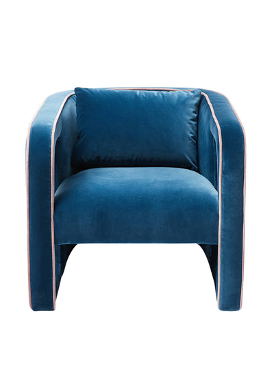 Oliver Bonas Frank blue velvet armchair at Collagerie