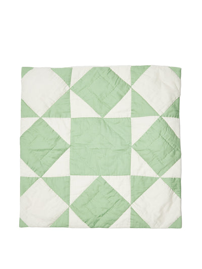 Oliver Bonas Kaira green cotton patchwork cushion cover at Collagerie