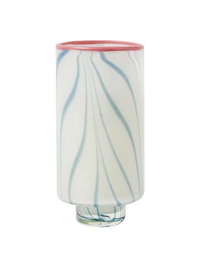 Oliver Bonas Onda swirl white glass pillar candle holder at Collagerie